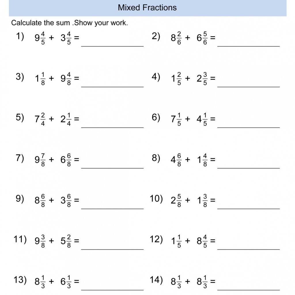 Adding Unlike Fractions Worksheet 5th Grade Fraction Worksheets Free 