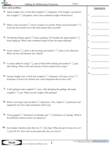 Adding With Unlike Denominators Word Problem Worksheets 99Worksheets