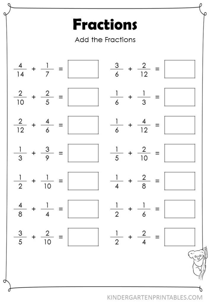 Adding Fractions With Unlike Denominators Visual Worksheet