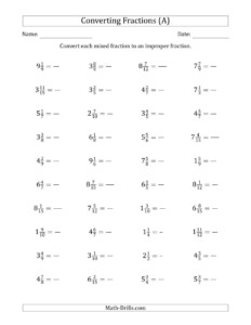 Changing Improper Fraction To Mixed Number And Vice Versa Worksheet