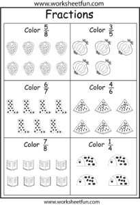 Coloring Fractions 5 Worksheets Fractions Worksheets Fractions