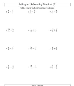 Common Core Sheets Adding And Subtracting Fractions Common Db excel