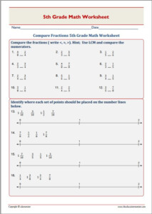 Compare Fractions 5th Grade Math Worksheet EduMonitor