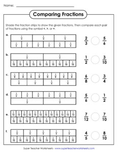 Comparing Fractions Worksheet 3rd Grade Paring Fraction Worksheet For