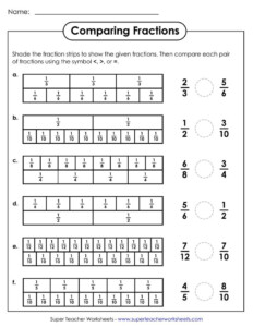 Comparing Fractions Worksheet 3rd Grade Paring Fraction Worksheet For