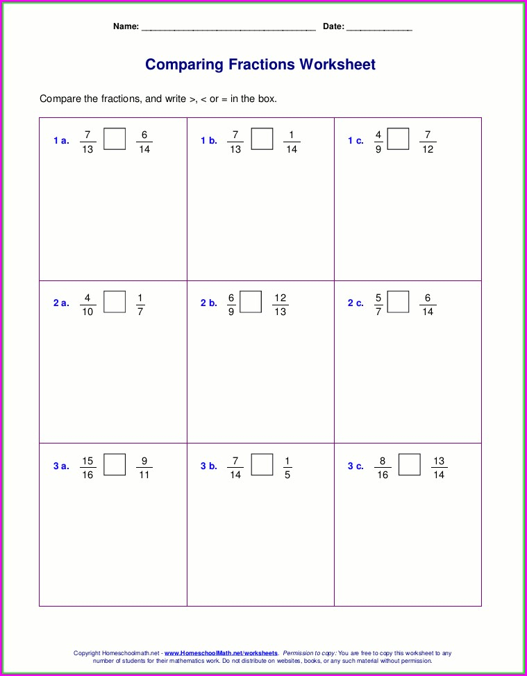 Comparing Fractions Worksheet 4th Grade Answer Key Worksheet Resume 