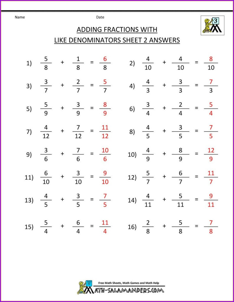 Comparing Fractions Worksheet 4th Grade Answers Worksheet Resume 