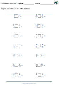 Comparing Fractions Worksheet 5th Grade Free Worksheets Samples