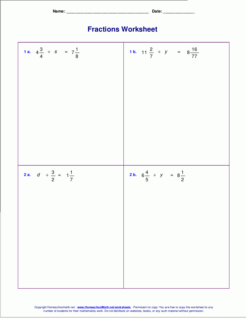 Complex Fraction Worksheet 7th Grade