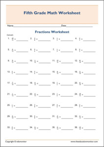 Convert Fractions To Decimals Worksheets