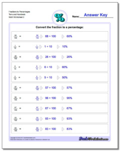 Converting Fractions Decimals And Percentages Worksheets Year 6