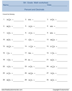 Converting Fractions To Decimals Worksheet 5th Grade Answer Key