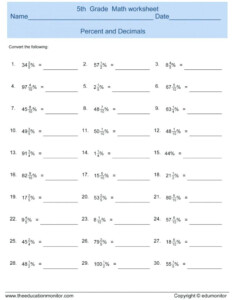 Converting Fractions To Decimals Worksheet 7th Grade Fraction