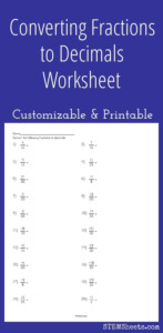 Converting Fractions To Decimals Worksheet Fractions To Decimals