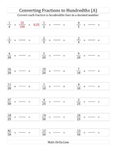 Converting Fractions To Decimals Worksheet With Answers Worksheets