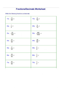 Converting Fractions To Decimals Worksheet With Answers Worksheets