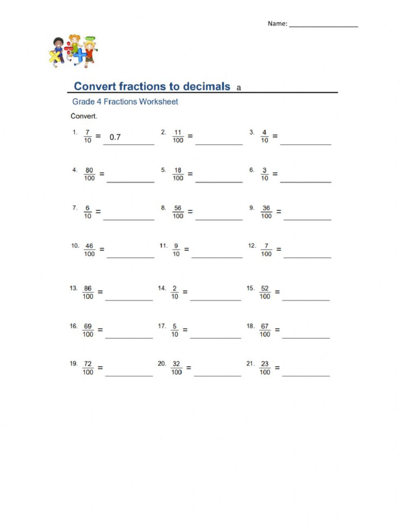 Converting Fractions To Decimals Worksheet Worksheets Free Download