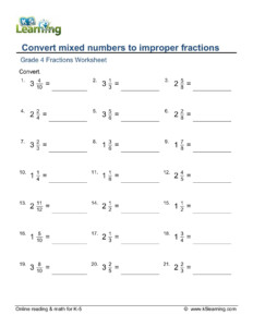 Converting Improper Fractions To Mixed Numbers Worksheet Answers