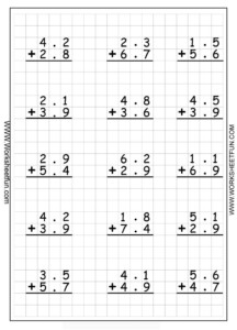 Decimal Addition Regrouping 5 Worksheets Decimals Addition