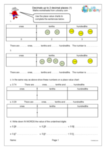 Decimals Up To 2 Decimal Places 1 Fraction And Decimal Worksheets