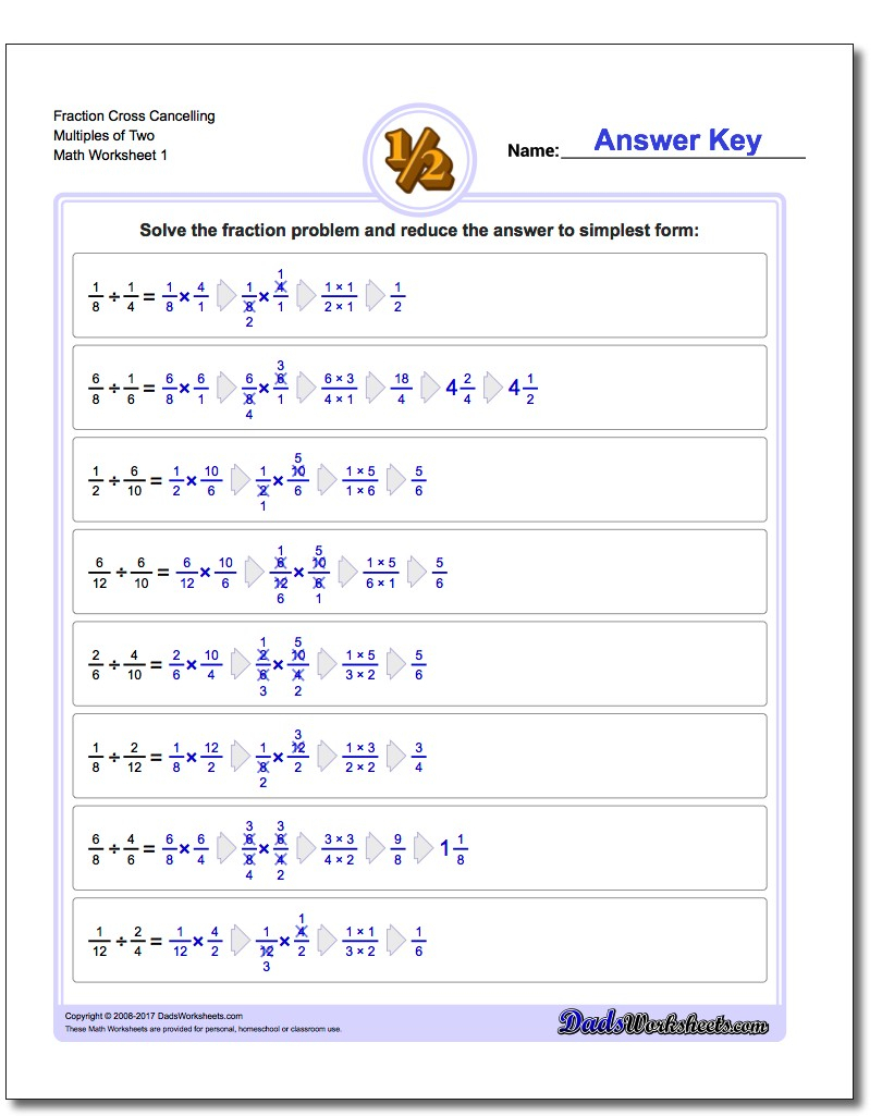 7th Grade Dividing Fractions Worksheets