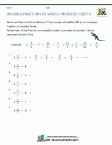 Dividing Fractions By Whole Numbers