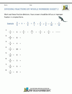 Dividing Fractions By Whole Numbers