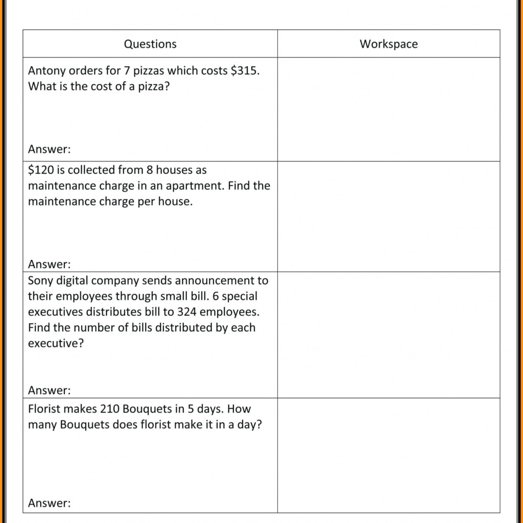 Dividing Fractions Word Problems Worksheet 5th Grade Fraction 