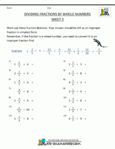 Dividing Fractions Worksheet 8th Grade Thekidsworksheet