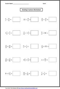 Dividing Fractions Worksheets Dividing Fractions Worksheets