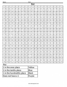 DVC1 Bat Common Core Coloring Fractions Decimal Percent Coloring Squared