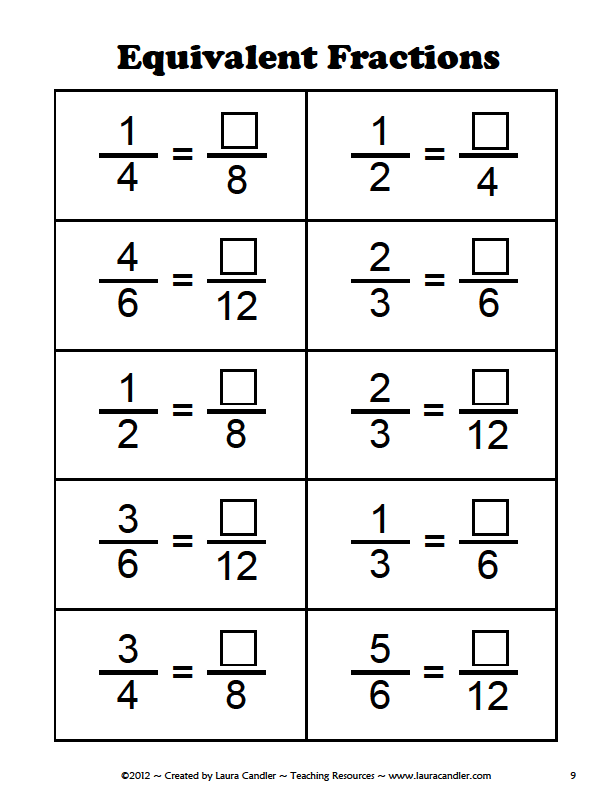 5th Grade Equivalent Fractions Worksheet