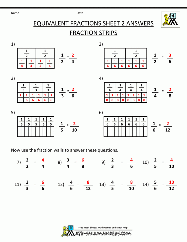 Equivalent Fractions Grade 5 Fractions Worksheet 5th Grade Adding And 