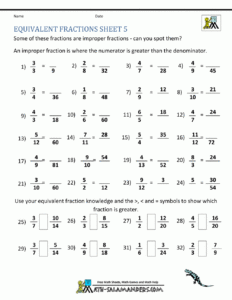 Equivalent Fractions Worksheet