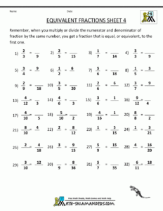 Equivalent Fractions Worksheet 4th Grade Pdf Worksheets Free Download