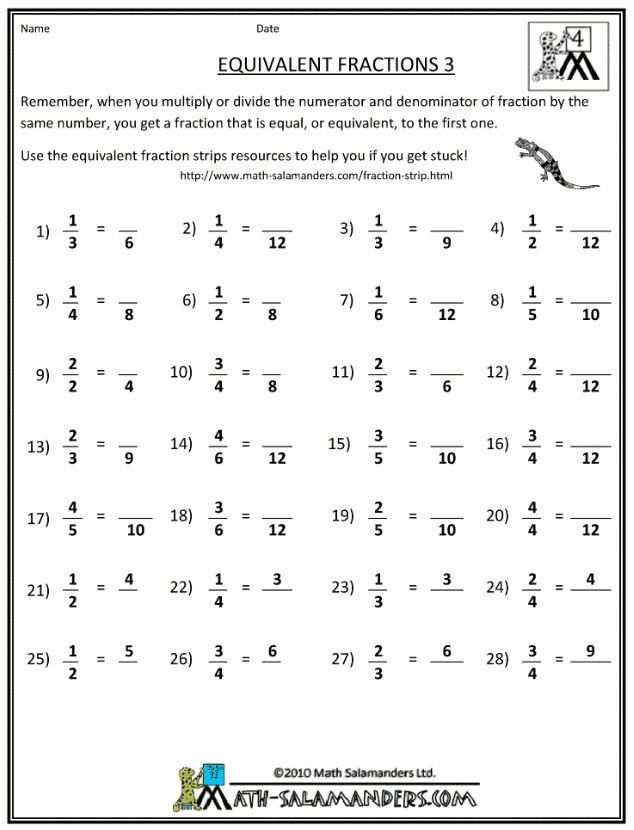 Equivalent Fractions Worksheet 6th Grade Thekidsworksheet