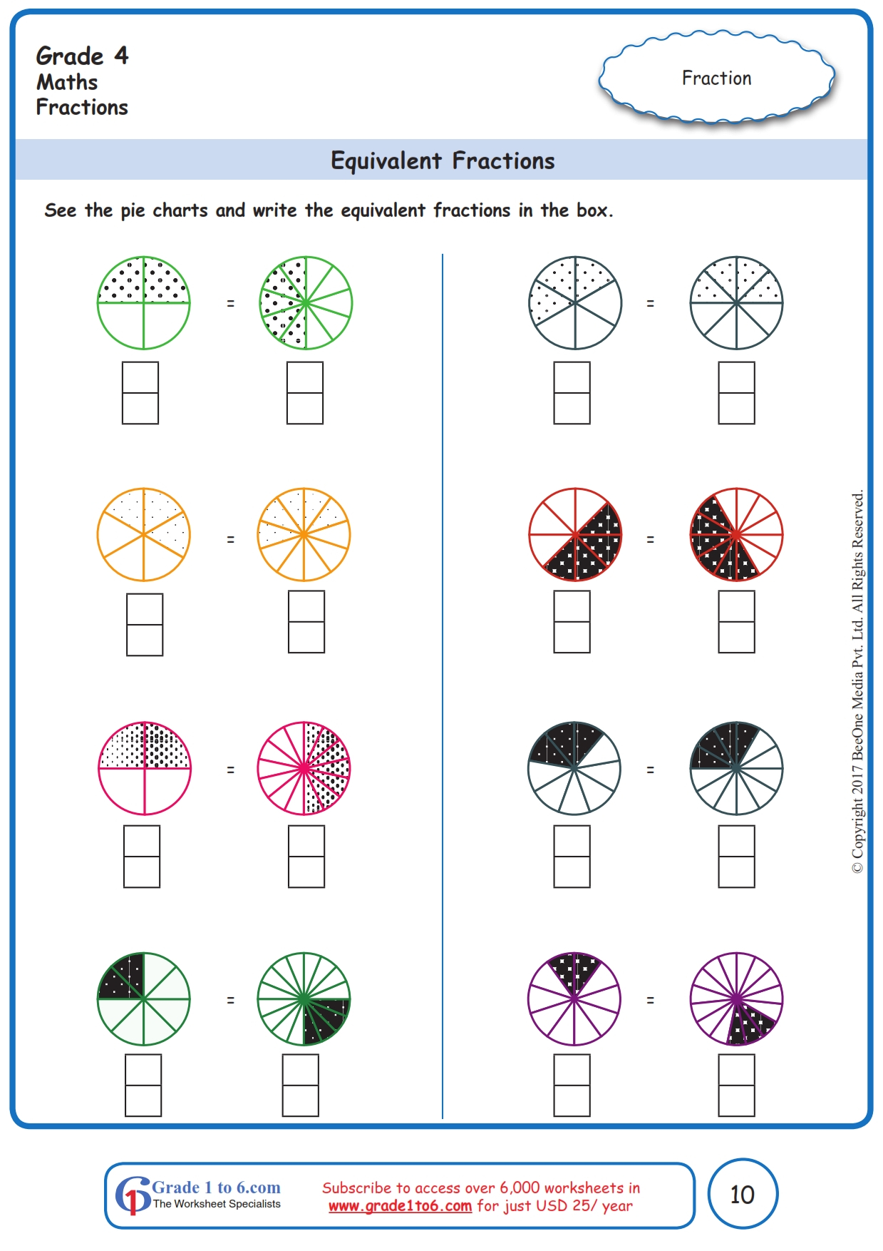 Fractions Worksheets Grade 4