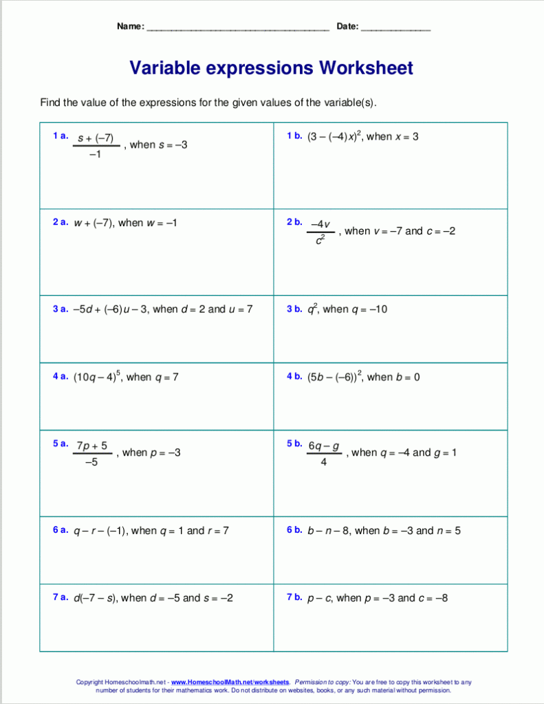 Evaluating Expressions With Fractions And Decimals Worksheet