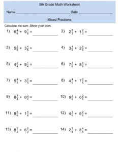 Fifth Grade Math Worksheets Addition To Decimals Fractions Worksheets