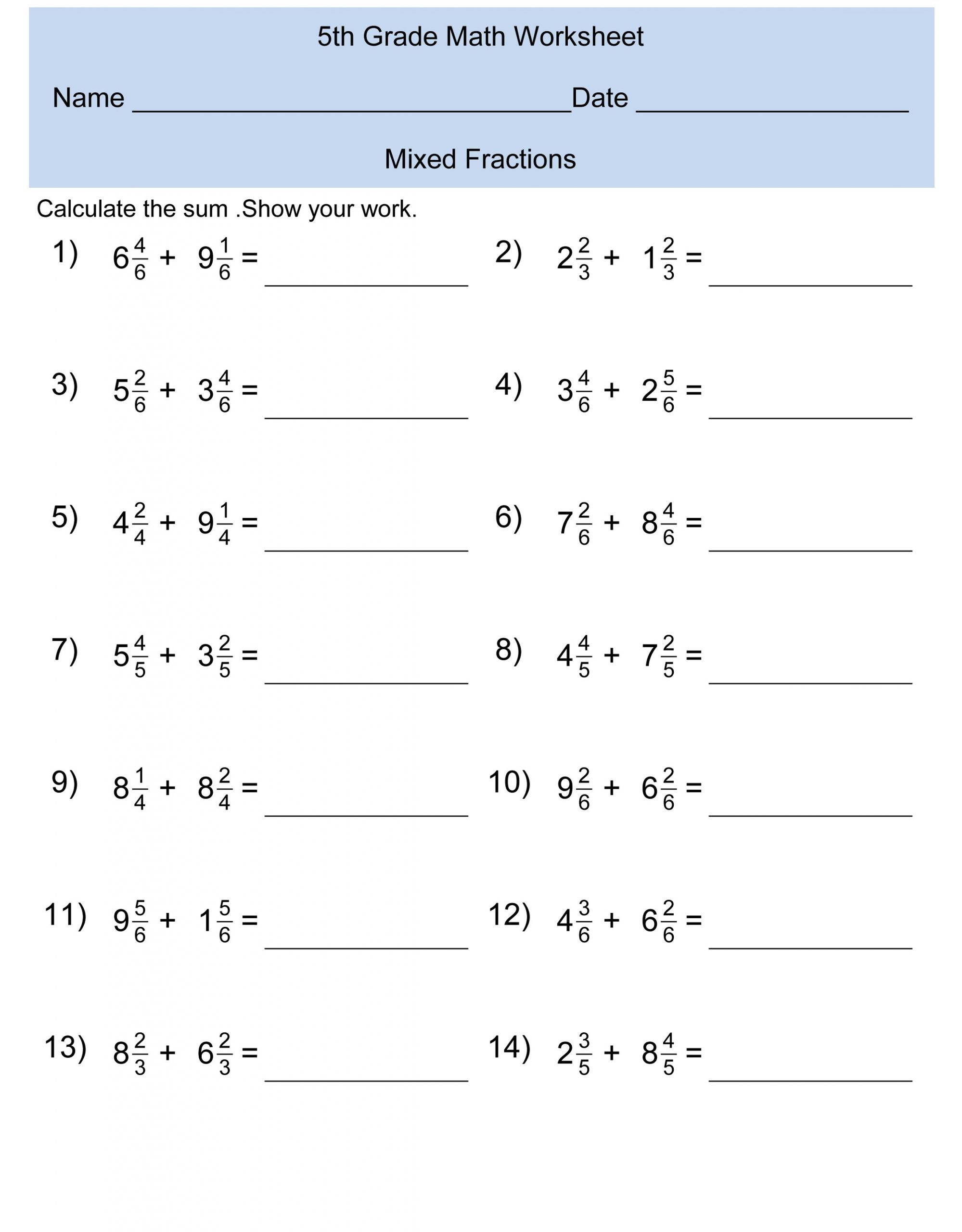 Adding Fractions And Decimals Together Worksheets