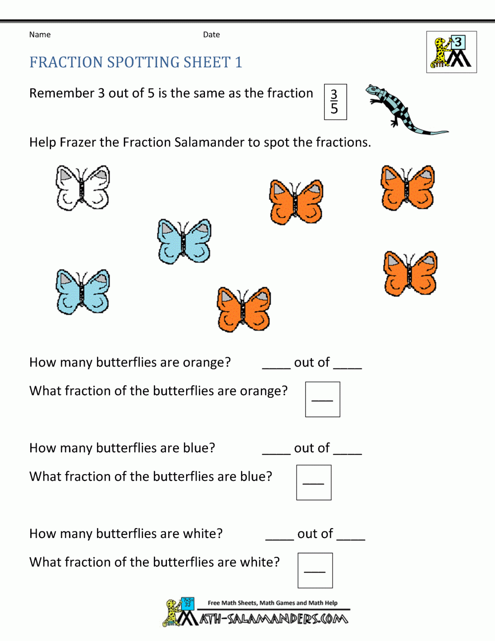 Fractions 3rd Grade Worksheet