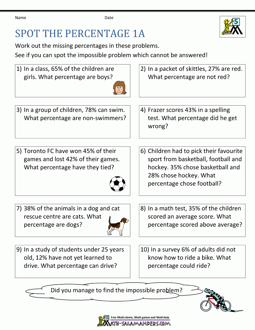 Word Problems Involving Fractions Decimals And Percentages Worksheets