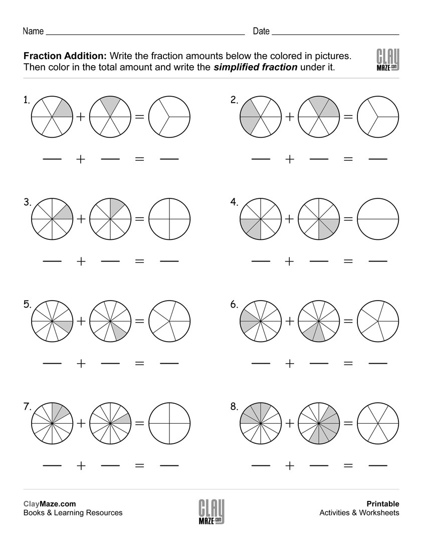 Adding Fractions Coloring Worksheet