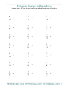 Fraction Decimal Percent Worksheet Db excel