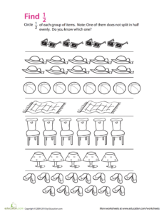 Fraction Practice Find 1 2 Worksheet Education Fractions