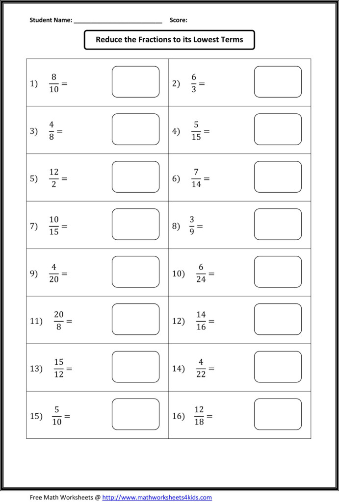 Fraction Worksheets For 6Th Grade Printable Printable Worksheets