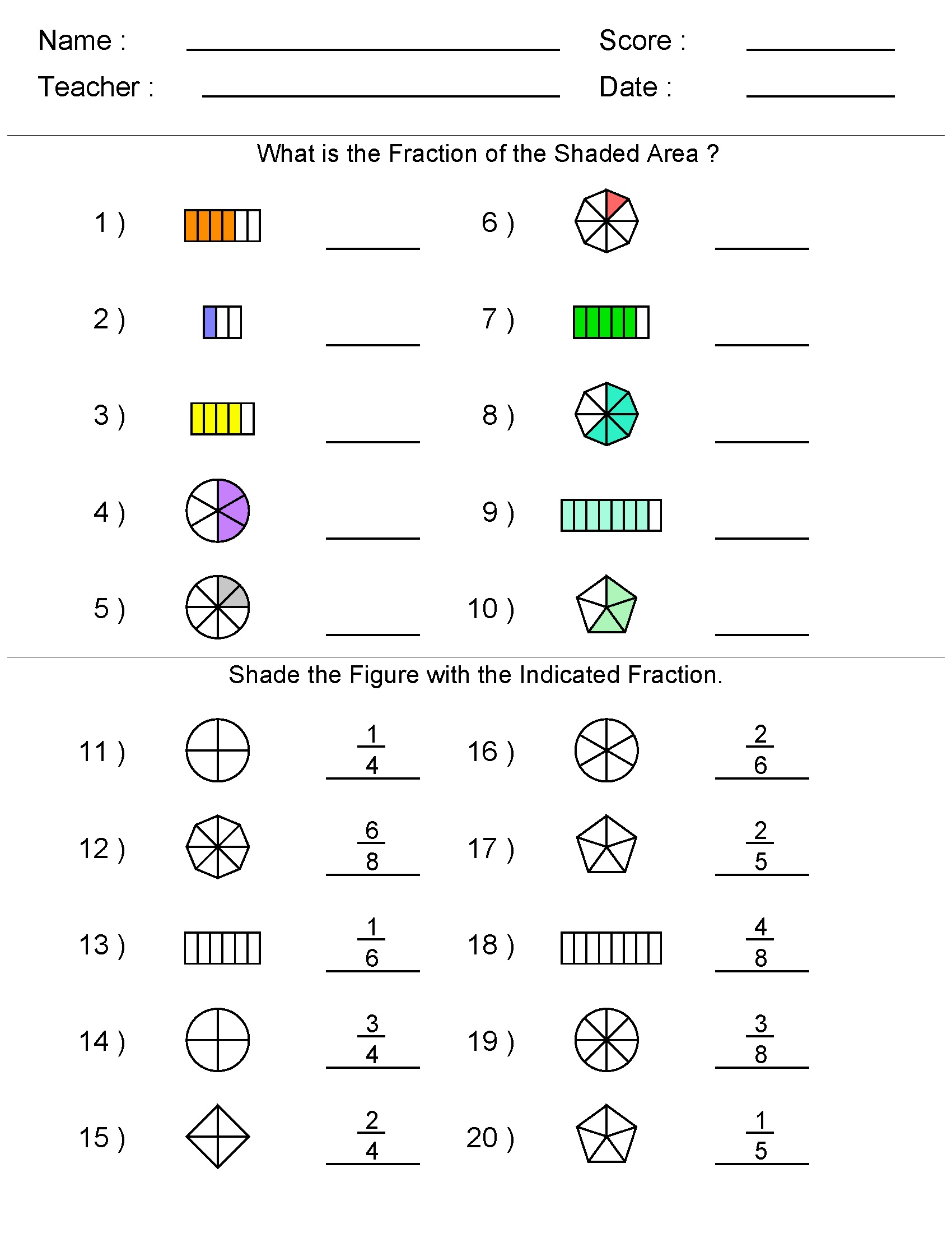 Unit Fractions Worksheet 3rd Grade