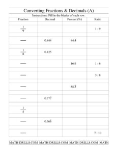 Fractions To Decimal Worksheets Printable Printable Worksheets