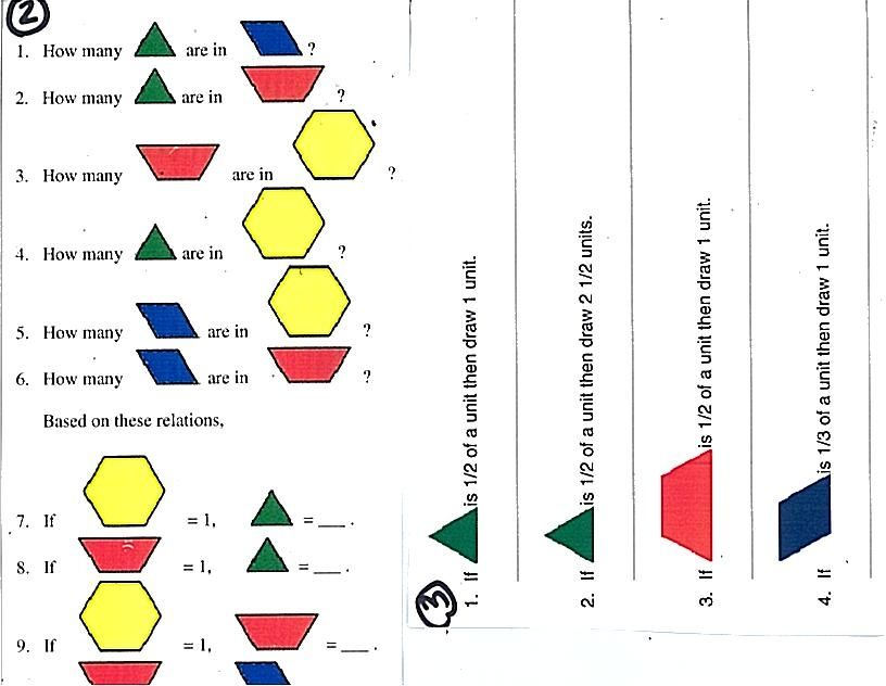 Adding Fractions With Pattern Blocks Worksheet