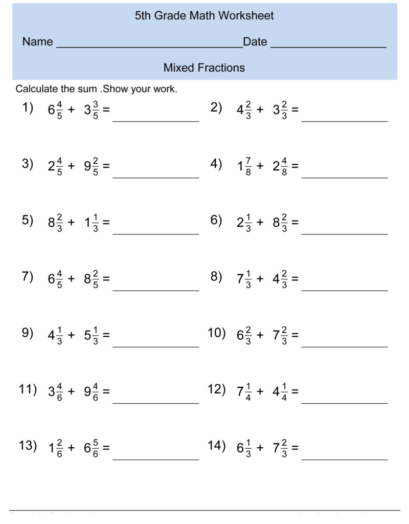 Free Grade 5 Math Worksheets Activity Shelter